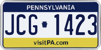 PA license plate JCG1423