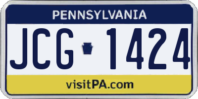 PA license plate JCG1424