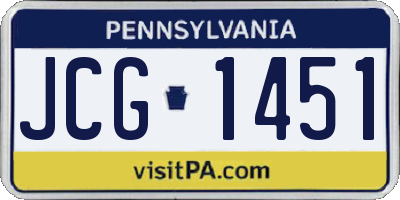 PA license plate JCG1451