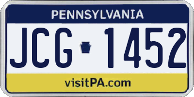PA license plate JCG1452