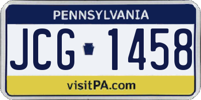 PA license plate JCG1458