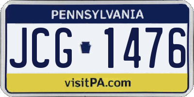 PA license plate JCG1476