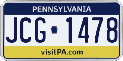 PA license plate JCG1478