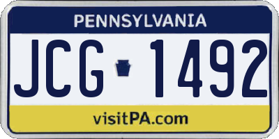 PA license plate JCG1492