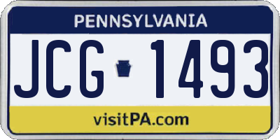 PA license plate JCG1493