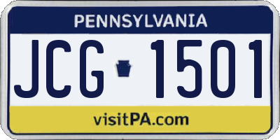 PA license plate JCG1501