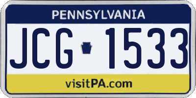 PA license plate JCG1533