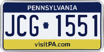 PA license plate JCG1551