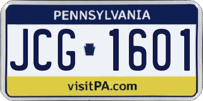 PA license plate JCG1601
