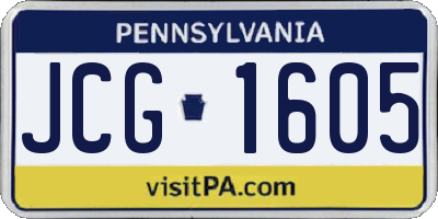 PA license plate JCG1605