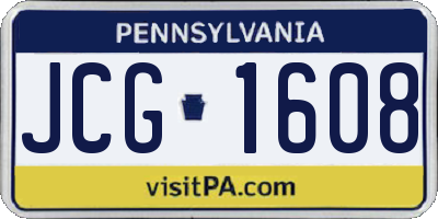 PA license plate JCG1608