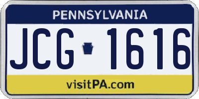 PA license plate JCG1616