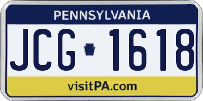 PA license plate JCG1618
