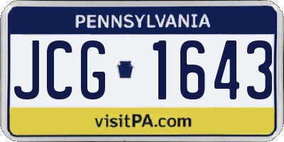 PA license plate JCG1643