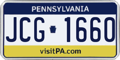 PA license plate JCG1660