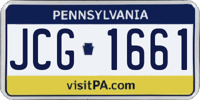 PA license plate JCG1661
