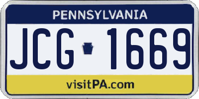 PA license plate JCG1669