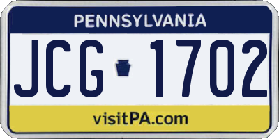PA license plate JCG1702
