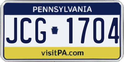 PA license plate JCG1704