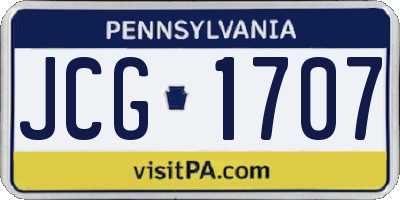 PA license plate JCG1707