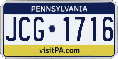 PA license plate JCG1716