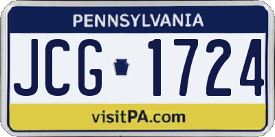 PA license plate JCG1724