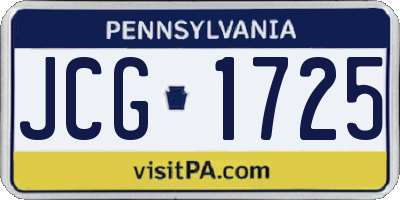 PA license plate JCG1725