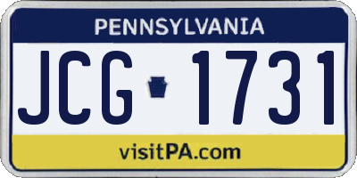 PA license plate JCG1731