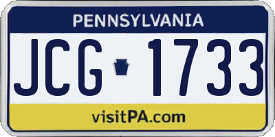PA license plate JCG1733