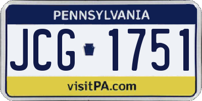 PA license plate JCG1751