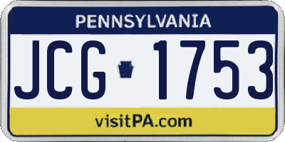 PA license plate JCG1753