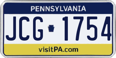 PA license plate JCG1754