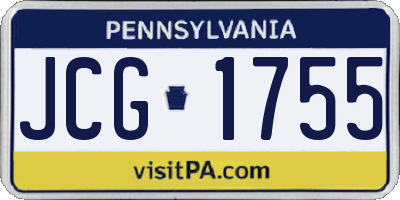 PA license plate JCG1755
