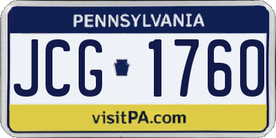 PA license plate JCG1760