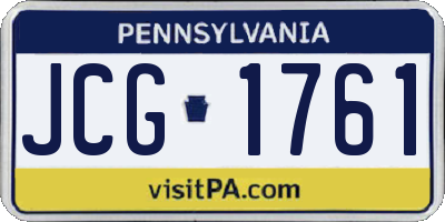 PA license plate JCG1761