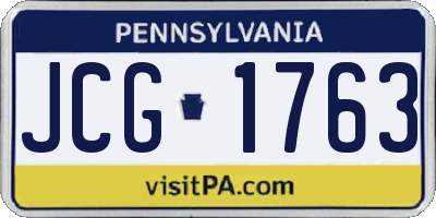 PA license plate JCG1763
