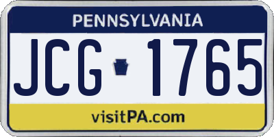 PA license plate JCG1765
