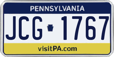 PA license plate JCG1767