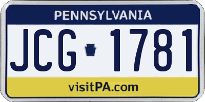 PA license plate JCG1781