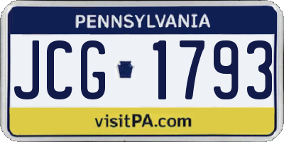 PA license plate JCG1793