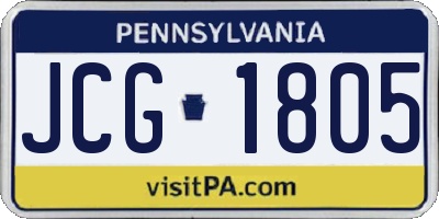 PA license plate JCG1805