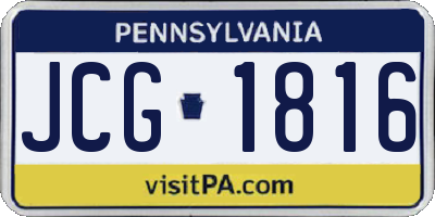 PA license plate JCG1816