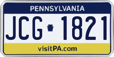 PA license plate JCG1821