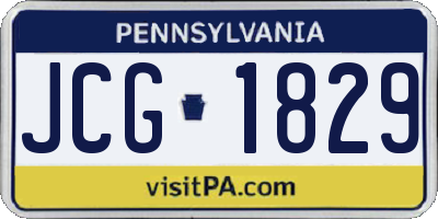PA license plate JCG1829