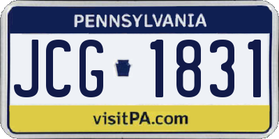 PA license plate JCG1831