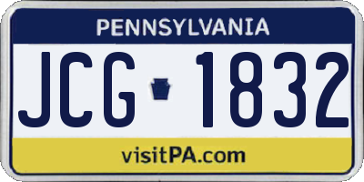 PA license plate JCG1832