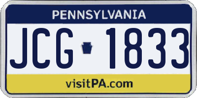 PA license plate JCG1833