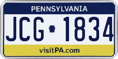 PA license plate JCG1834