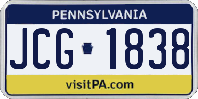 PA license plate JCG1838