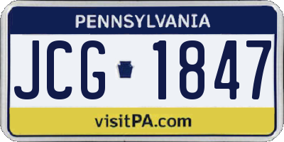 PA license plate JCG1847
